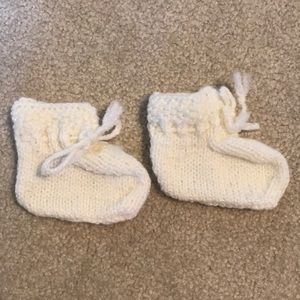 Handmade White Baby Booties